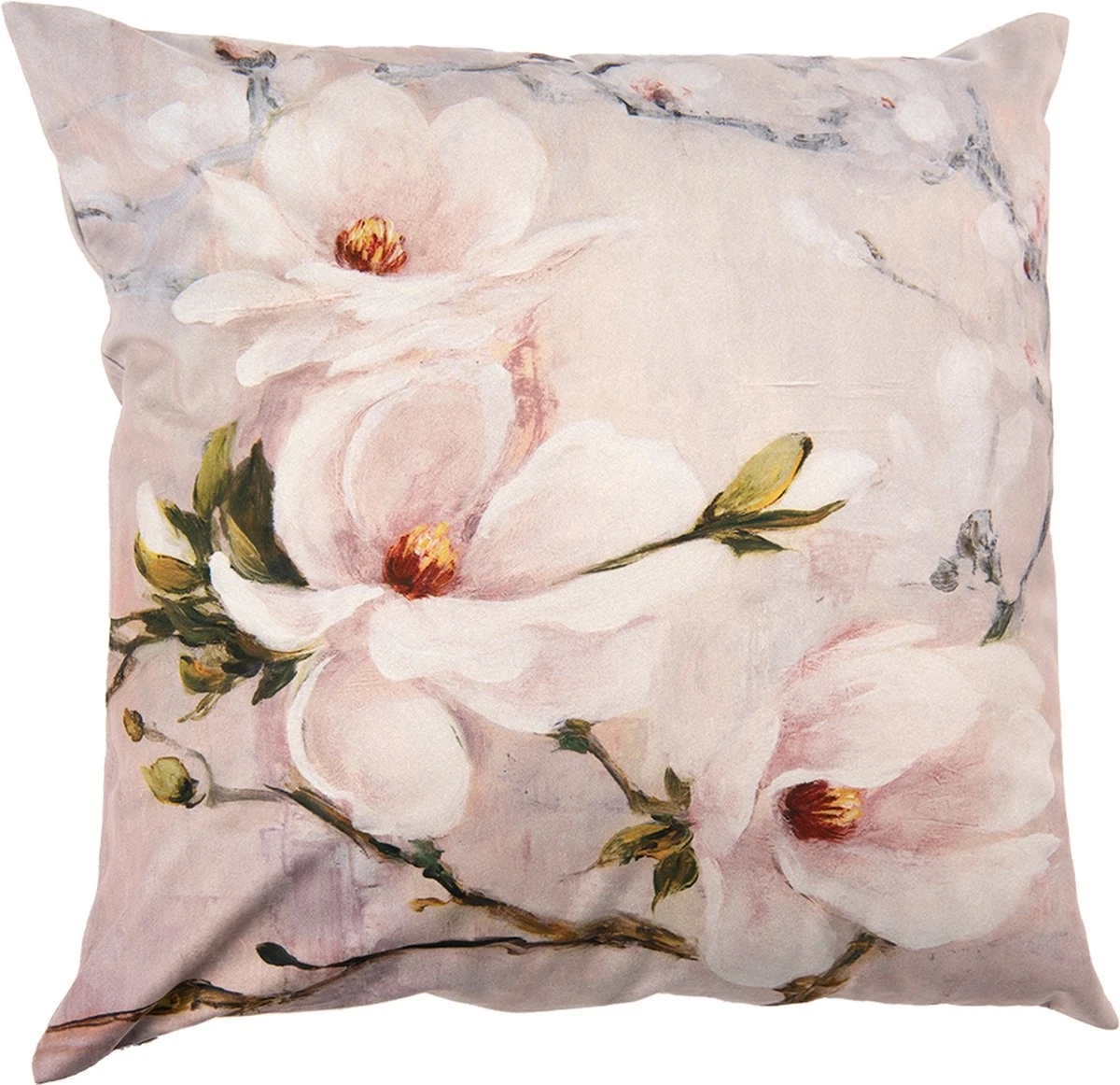 Clayre & Eef Kussenhoes 45x45 Cm Beige Groen Polyester Vierkant Bloesem Sierkussenhoes Kussen 3 Clayre & Eef Kussenhoes 45x45 Cm Beige Groen Polyester Vierkant Bloesem Sierkussenhoes Kussen