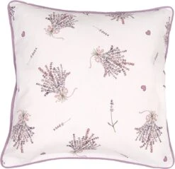 Clayre & Eef Kussenhoes 40x40 Cm Paars Wit Katoen Vierkant Lavendel Sierkussenhoes Kussen Hoes -Clayre & Eef 1200x1163 5