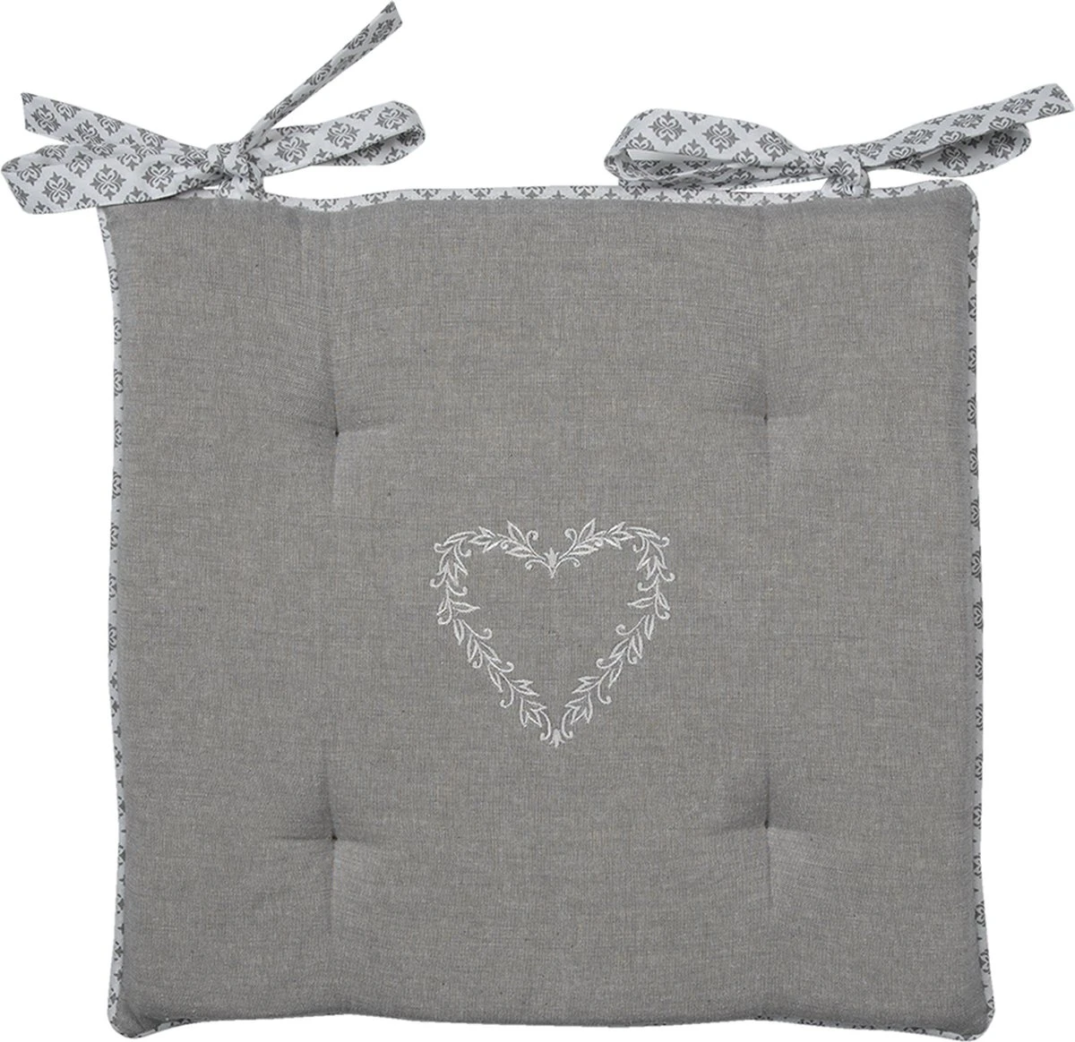 Clayre & Eef Stoelkussen Foam 40x40x4 Cm Grijs Katoen Harten Ruiten Zitkussen Tuinkussen Tuinstoelkussen 3 Clayre & Eef Stoelkussen Foam 40x40x4 Cm Grijs Katoen Harten Ruiten Zitkussen Tuinkussen Tuinstoelkussen