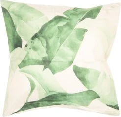 Clayre & Eef Kussenhoes 43x43 Cm Wit Groen Polyester Vierkant Bladeren Sierkussenhoes Kussen Hoes -Clayre & Eef 1200x1165 1