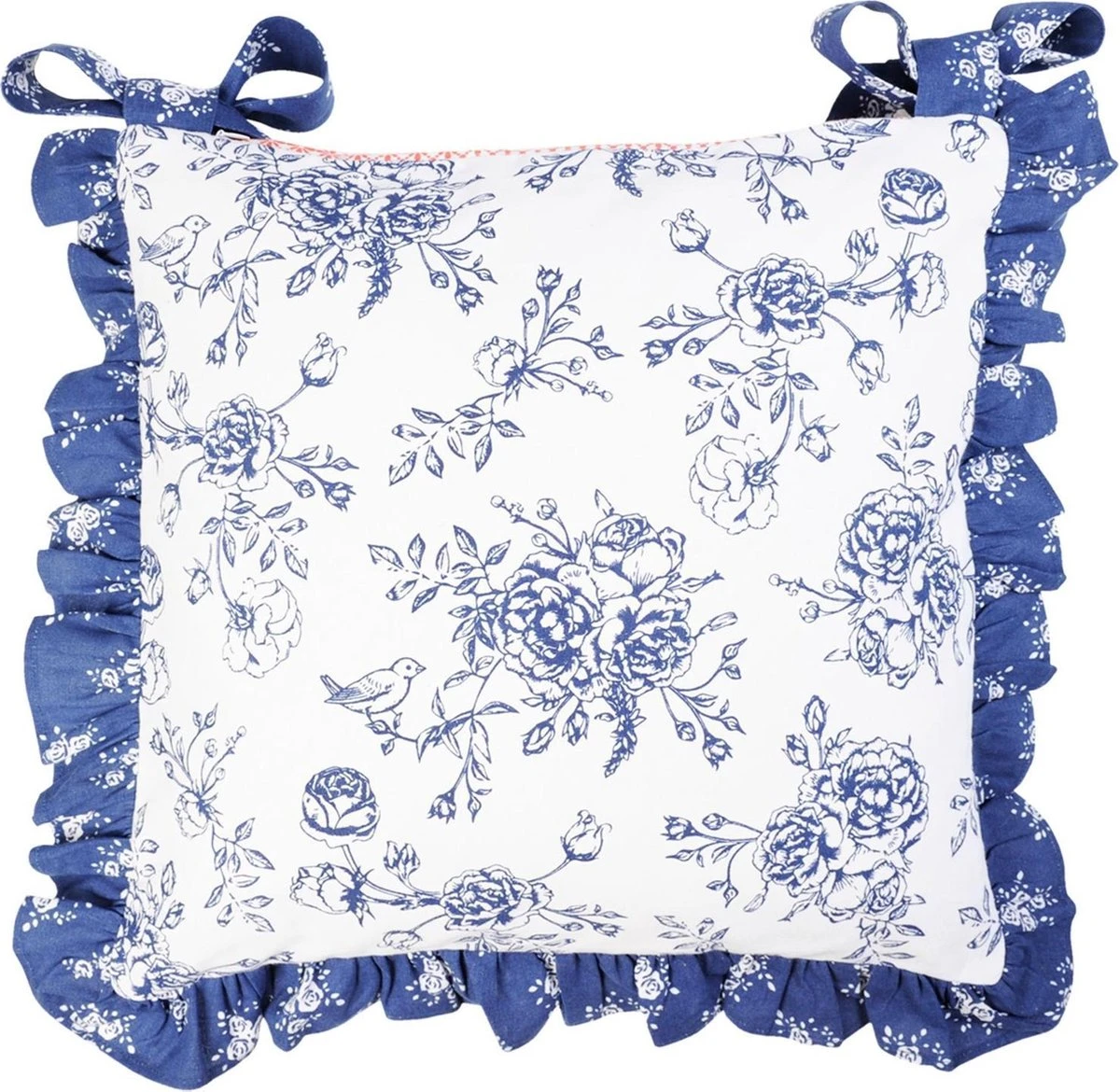 Clayre & Eef Kussenhoes Stoelkussen MMRG26 40*40 Cm - Blauw 100% Katoen Sierkussen Kussensloop Kussenbeschermer 3 Clayre & Eef Kussenhoes Stoelkussen MMRG26 40*40 Cm - Blauw 100% Katoen Sierkussen Kussensloop Kussenbeschermer