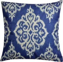 Clayre & Eef Sierkussen 43x43 Cm Blauw Wit Synthetisch Vierkant Kussenhoes Met Kussenvulling