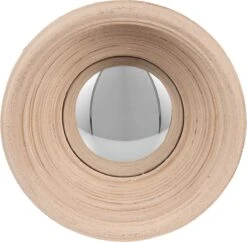 Clayre & Eef Spiegel Ø 24 Cm Beige Kunststof Rond Grote Spiegel Wand Spiegel Muur Spiegel