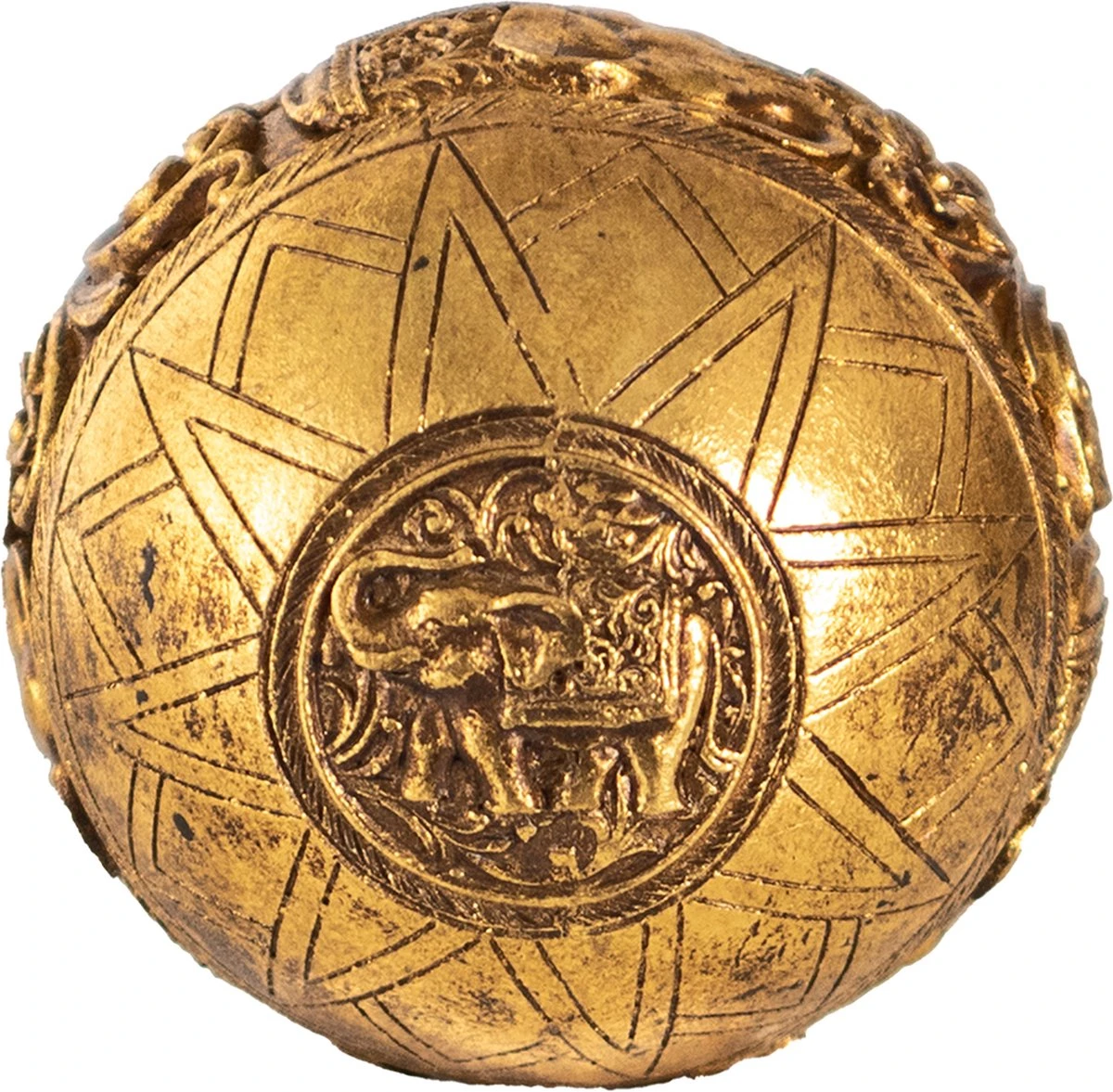 Clayre & Eef Decoratie Ø 10 Cm Goudkleurig Kunststof Rond Olifant 4 Clayre & Eef Decoratie Ø 10 Cm Goudkleurig Kunststof Rond Olifant - Afbeelding 2