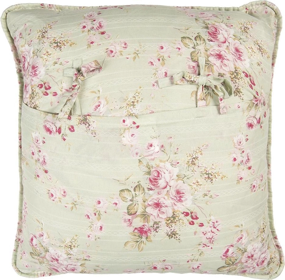 Clayre & Eef Kussenhoes 50x50 Cm Groen Roze Polyester Katoen Vierkant Bloemen Sierkussenhoes Kussen Hoes 4 Clayre & Eef Kussenhoes 50x50 Cm Groen Roze Polyester Katoen Vierkant Bloemen Sierkussenhoes Kussen Hoes - Afbeelding 2