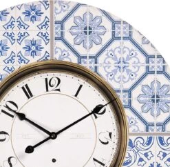 Clayre & Eef Wandklok Ø 58*4 Cm / 1*AA Blauw Hout Rond Muurklok Hangklok Keukenklok -Clayre & Eef 1200x1178 4