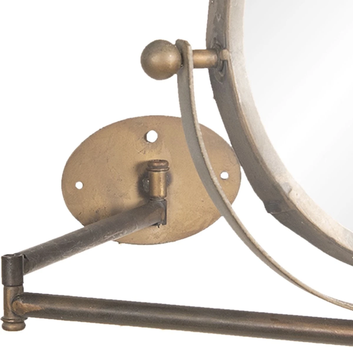 Clayre & Eef Spiegel 37x32 Cm Koperkleurig Ijzer Hout Rond Grote Spiegel Wand Spiegel Muur Spiegel 5 Clayre & Eef Spiegel 37x32 Cm Koperkleurig Ijzer Hout Rond Grote Spiegel Wand Spiegel Muur Spiegel - Afbeelding 3