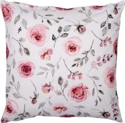 Clayre & Eef Kussenhoes 40x40 Cm Wit Roze Katoen Vierkant Rozen Sierkussenhoes Kussen Hoes -Clayre & Eef 1200x1179 6