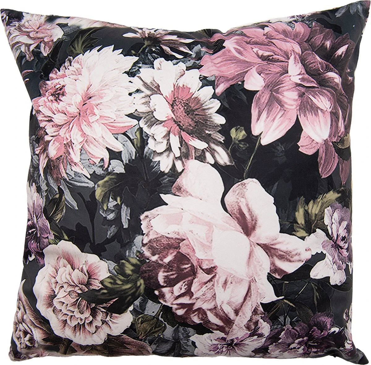 Clayre & Eef Kussenhoes 45x45 Cm Zwart Roze Polyester Bloemen Sierkussenhoes Kussen Hoes 3 Clayre & Eef Kussenhoes 45x45 Cm Zwart Roze Polyester Bloemen Sierkussenhoes Kussen Hoes