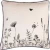Clayre & Eef Kussenhoes 40x40 Cm Beige Zwart Katoen Bloemen Sierkussenhoes Kussen Hoes