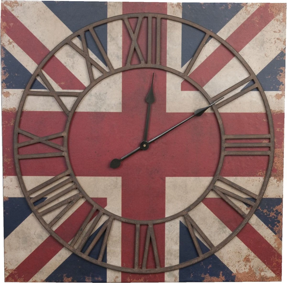 Clayre & Eef - Klok - Vierkant - Hout - 70x70 Cm - Rood 5KL0012 3 Clayre & Eef - Klok - Vierkant - Hout - 70x70 Cm - Rood 5KL0012