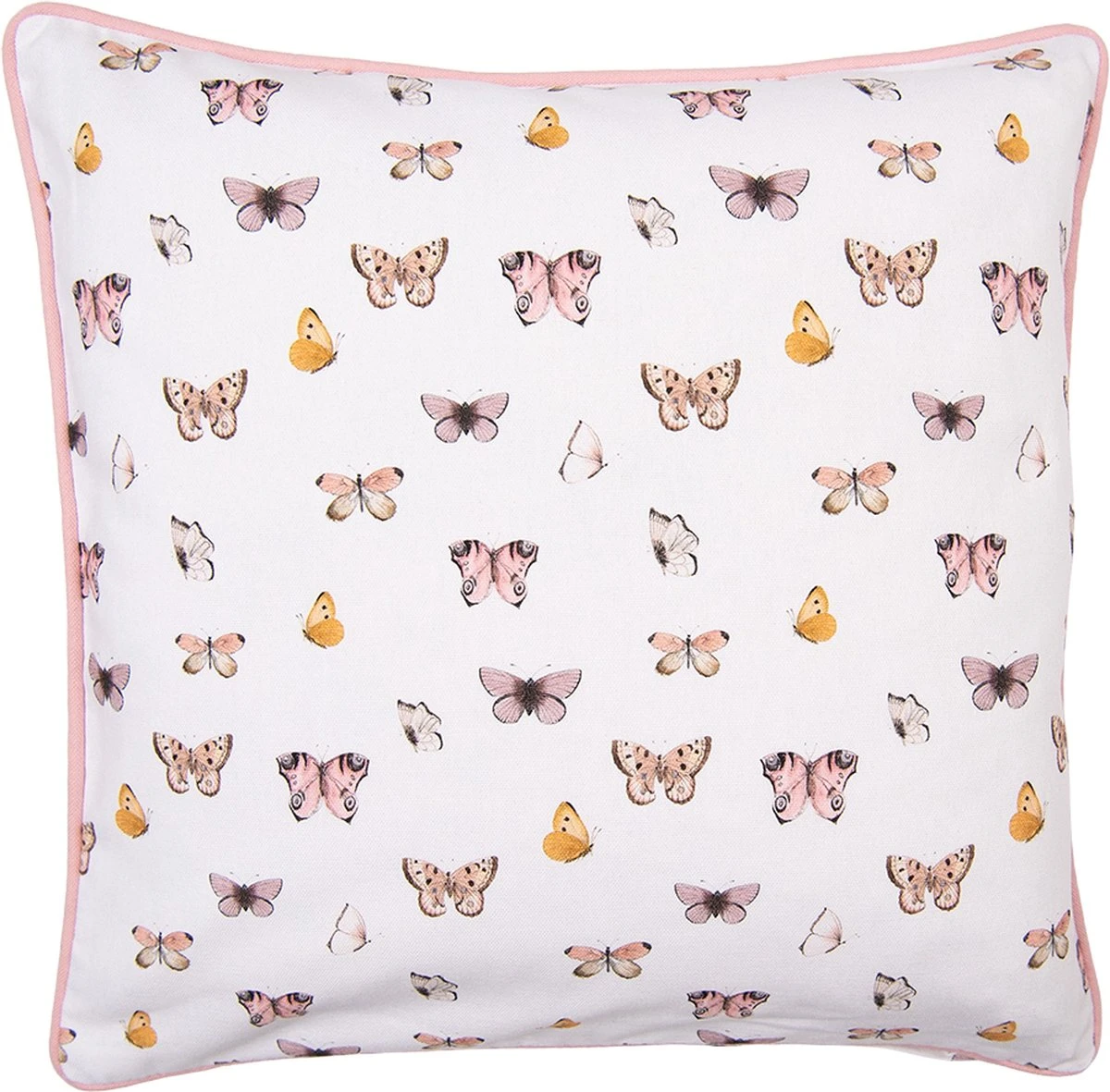 Clayre & Eef Kussenhoes 40x40 Cm Beige Roze Katoen Vlinders Sierkussenhoes Kussen Hoes 3 Clayre & Eef Kussenhoes 40x40 Cm Beige Roze Katoen Vlinders Sierkussenhoes Kussen Hoes