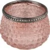 Clayre & Eef Theelichthouder Ø 8x6 Cm Roze Glas Metaal Waxinelichthouder Windlichthouder -Clayre & Eef 1200x1183 1
