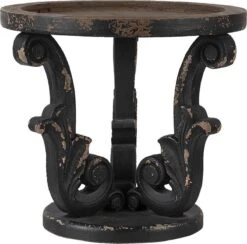 Clayre & Eef Etagère Ø 27x24 Cm Grijs Hout Rond Taartplateau Op Voet Serveerschaal