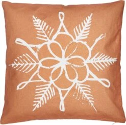 Clayre & Eef Kussenhoes CUW20 40*40 Cm Koperkleurig Katoen Vierkant Bloem Sierkussenhoes Kussen Hoes