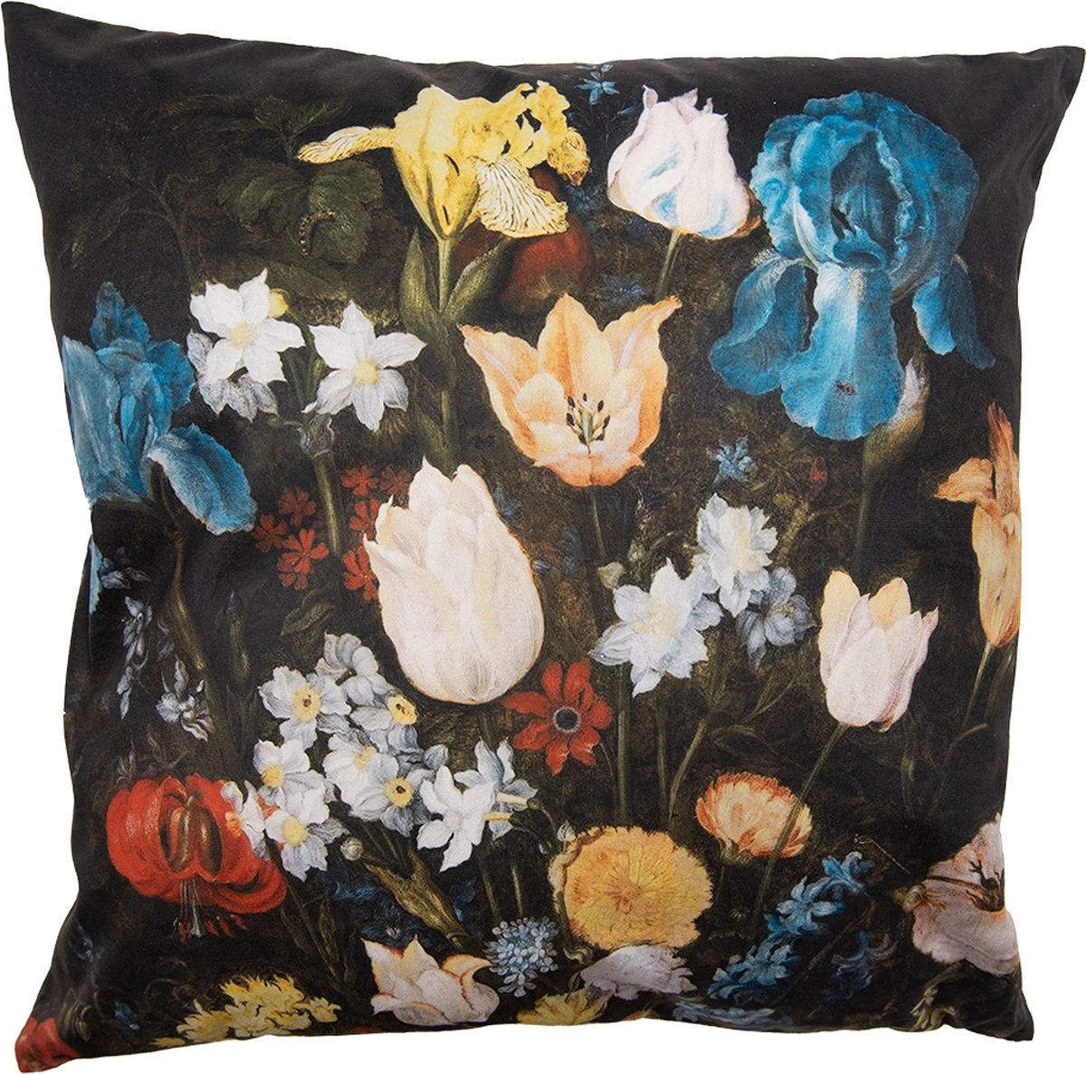 Clayre & Eef Kussenhoes 45x45 Cm Zwart Polyester Bloemen Sierkussenhoes Kussen Hoes 3 Clayre & Eef Kussenhoes 45x45 Cm Zwart Polyester Bloemen Sierkussenhoes Kussen Hoes