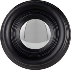 Clayre & Eef Spiegel Ø 21 Cm Zwart Hout Rond Grote Spiegel Wand Spiegel Muur Spiegel