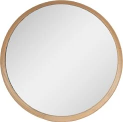 Clayre & Eef Spiegel Ø 80 Cm Bruin Hout Rond Grote Spiegel Wand Spiegel Muur Spiegel