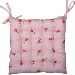 Clayre & Eef Stoelkussen Foam 40x40x4 Cm Roze Katoen Vierkant Bloemen Zitkussen Tuinkussen Tuinstoelkussen -Clayre & Eef 1200x1190 2
