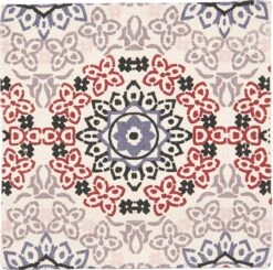 Clayre & Eef Kussenhoes 50x50 Cm Rood Beige Katoen Vierkant Sierkussenhoes Kussen Hoes