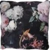 Clayre & Eef Sierkussen 45x45 Cm Zwart Roze Synthetisch Vierkant Bloemen Kussenhoes Met Kussenvulling