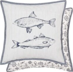 Clayre & Eef BAF24 - Kussenhoes - 40 X 40 Cm - Katoen - Blauw