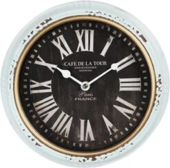 Clayre & Eef Wandklok Ø 24 Cm Wit Ijzer Glas Rond Muurklok Hangklok Keukenklok -Clayre & Eef 1200x1192 7