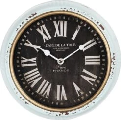 Clayre & Eef Wandklok Ø 24 Cm Wit Ijzer Glas Rond Muurklok Hangklok Keukenklok -Clayre & Eef 1200x1193 11