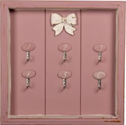 Clayre & Eef Sleutelkastje 30x4x30 Cm Roze MDF Metaal Sleutelhouder Sleutelrekje Wandkast