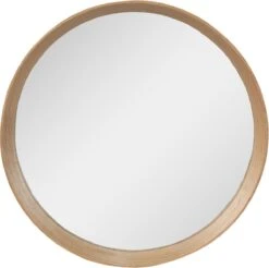 Clayre & Eef Spiegel Ø 50 Cm Bruin Hout Rond Grote Spiegel Wand Spiegel Muur Spiegel