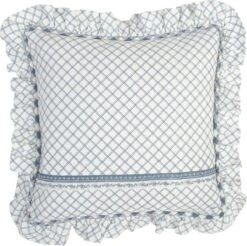 Clayre & Eef - Katoenen Kussenhoes - Animal Parade - Blauw / Wit - 40 X 40 Cm