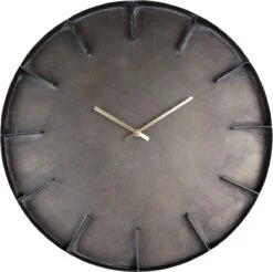 Clayre & Eef Wandklok Ø 49 Cm Grijs Ijzer Rond Muurklok Hangklok