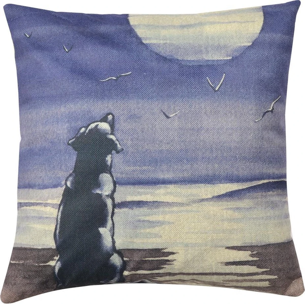 Clayre & Eef Kussenhoes 43x43 Cm Blauw Grijs Polyester Vierkant Hond Sierkussenhoes Kussen Hoes 3 Clayre & Eef Kussenhoes 43x43 Cm Blauw Grijs Polyester Vierkant Hond Sierkussenhoes Kussen Hoes