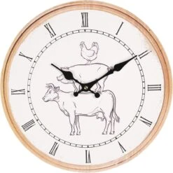 Clayre & Eef Wandklok Ø 34*4 Cm / 1*AA Meerkleurig Hout Rond Muurklok Hangklok Keukenklok -Clayre & Eef 1200x1198 12