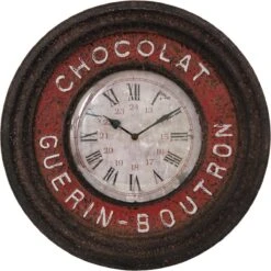 Wandklok Metaal Zwart Rood