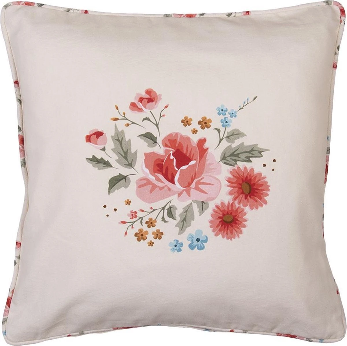 Clayre & Eef Kussenhoes 40x40 Cm Beige Katoen Rozen Sierkussenhoes Kussen Hoes 3 Clayre & Eef Kussenhoes 40x40 Cm Beige Katoen Rozen Sierkussenhoes Kussen Hoes