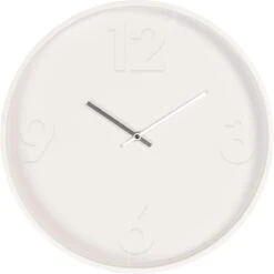 Clayre & Eef Wandklok Ø 40 Cm Wit Hout Metaal Rond Muurklok Hangklok Keukenklok