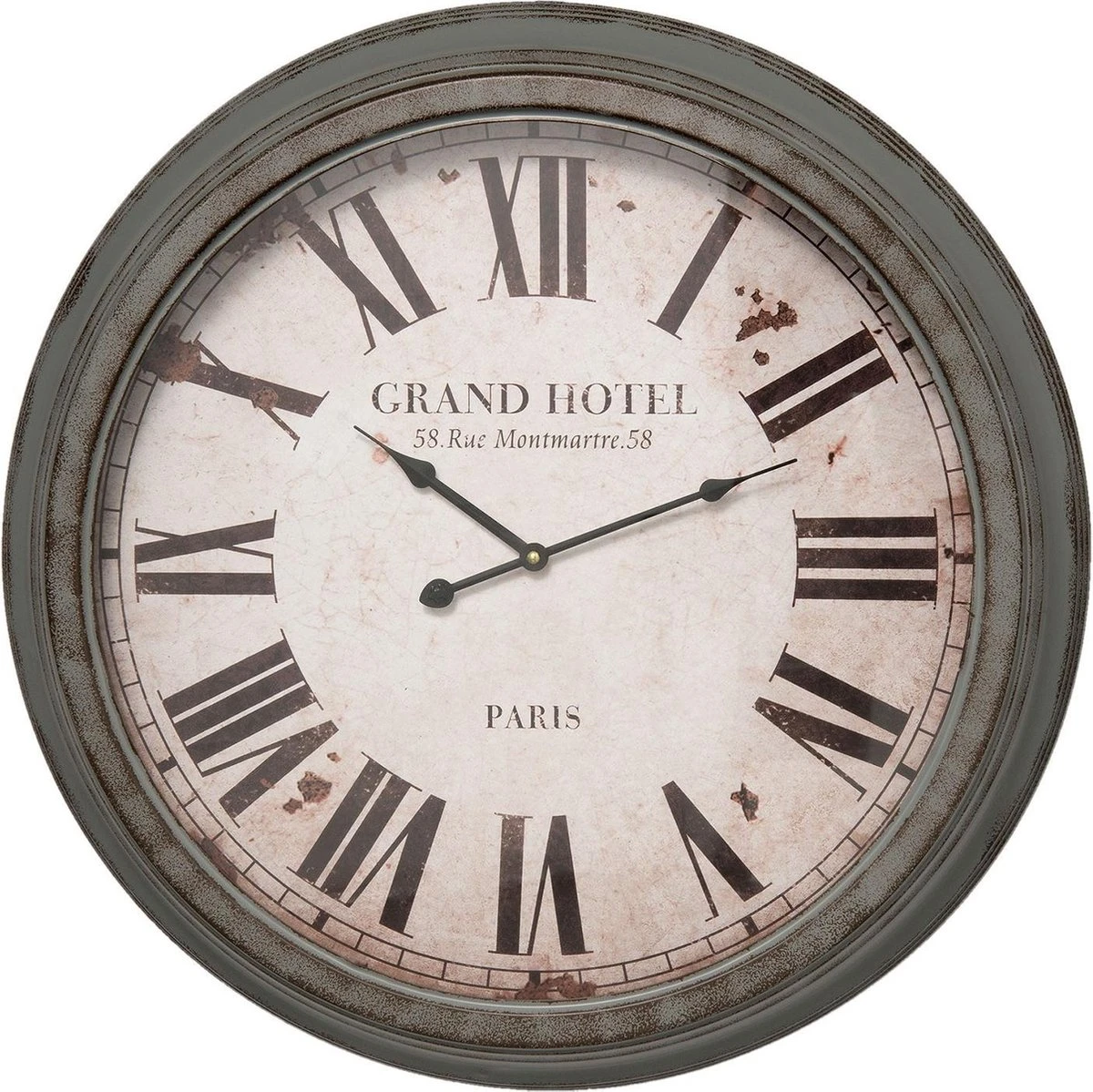 Clayre & Eef Wandklok Ø 64 Cm Grijs Ijzer Rond Muurklok Hangklok Keukenklok 3 Clayre & Eef Wandklok Ø 64 Cm Grijs Ijzer Rond Muurklok Hangklok Keukenklok