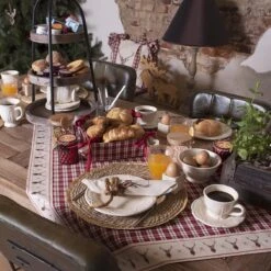 Clayre & Eef Kussenhoes Stoelkussen 40x40 Cm Beige Rood Katoen Vierkant Hert Sierkussen Kussensloop Kussenbeschermer -Clayre & Eef 1200x1200 115