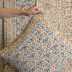 Clayre & Eef Kussenhoes 50x50 Cm Blauw Oranje Katoen Vierkant Sierkussenhoes Kussen Hoes