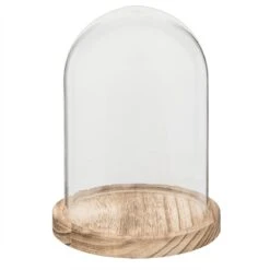 Clayre & Eef Stolp Ø 12x17 Cm Glas Hout Rond Glazen Stolp Stolp Op Voet -Clayre & Eef 1200x1200 18