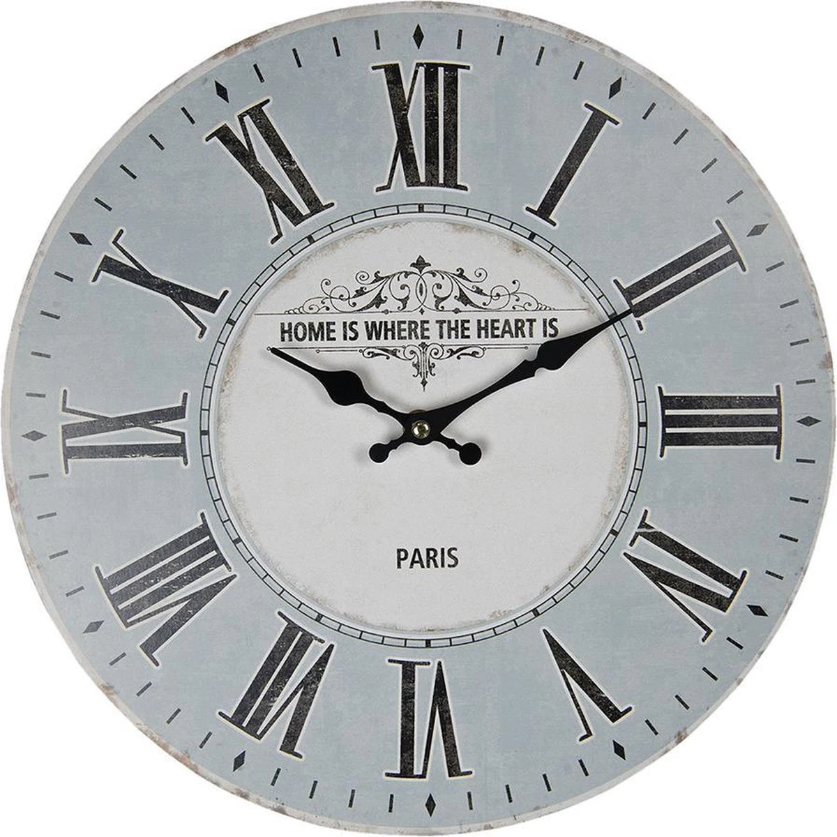 Clayre & Eef Wandklok Ø 34 Cm Blauw Hout Rond Muurklok Hangklok Keukenklok 4 Clayre & Eef Wandklok Ø 34 Cm Blauw Hout Rond Muurklok Hangklok Keukenklok - Afbeelding 2