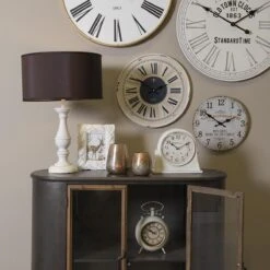 Clayre & Eef Wandklok Ø 30 Cm Beige Geel MDF Rond Chocolate Muurklok Hangklok Keukenklok -Clayre & Eef 1200x1200 234