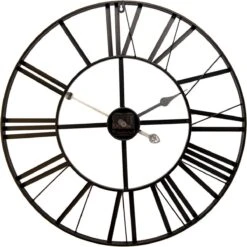 Clayre & Eef Wandklok Ø 60 Cm Zwart Metaal Rond Muurklok Hangklok Keukenklok -Clayre & Eef 1200x1200 240