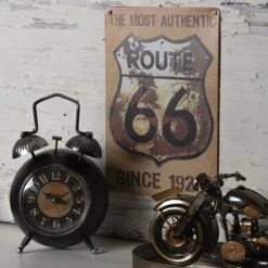 Clayre & Eef Tafelklok 15*7*25 Cm / 1*AA Bruin Metaal Rond Wekker Tafelklokken Binnen Staand Klokje Tafelklokje -Clayre & Eef 1200x1200 248