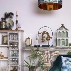 Clayre & Eef Beeld Pauw 22x12x30 Cm Blauw Goud Kunststof Woonaccessoires Beeld Decoratie Decoratieve Accessoires -Clayre & Eef 1200x1200 25