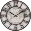 Clayre & Eef Wandklok Ø 60 Cm Bruin Ijzer Rond Wereldkaart Muurklok Hangklok Keukenklok -Clayre & Eef 1200x1200 254