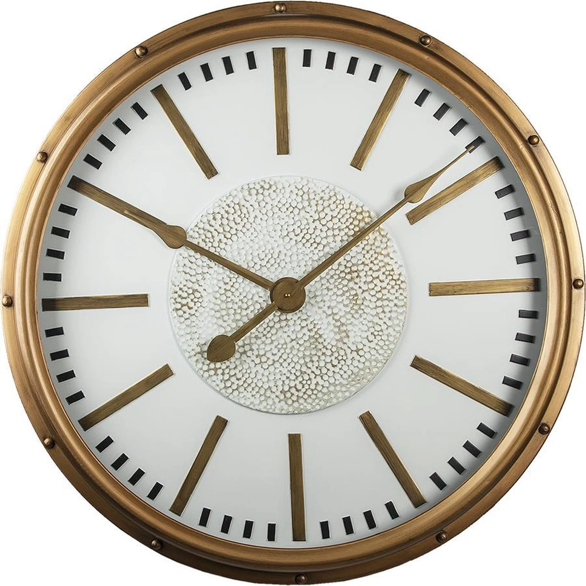 Clayre & Eef Wandklok Ø 80 Cm Koperkleurig Metaal Rond Muurklok Hangklok Keukenklok 3 Clayre & Eef Wandklok Ø 80 Cm Koperkleurig Metaal Rond Muurklok Hangklok Keukenklok