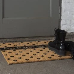 Clayre & Eef Deurmat 75x45 Cm Bruin Kokosvezel Pvc Rechthoek Harten Home Kokosmat Mat Schoonloopmat -Clayre & Eef 1200x1200 312