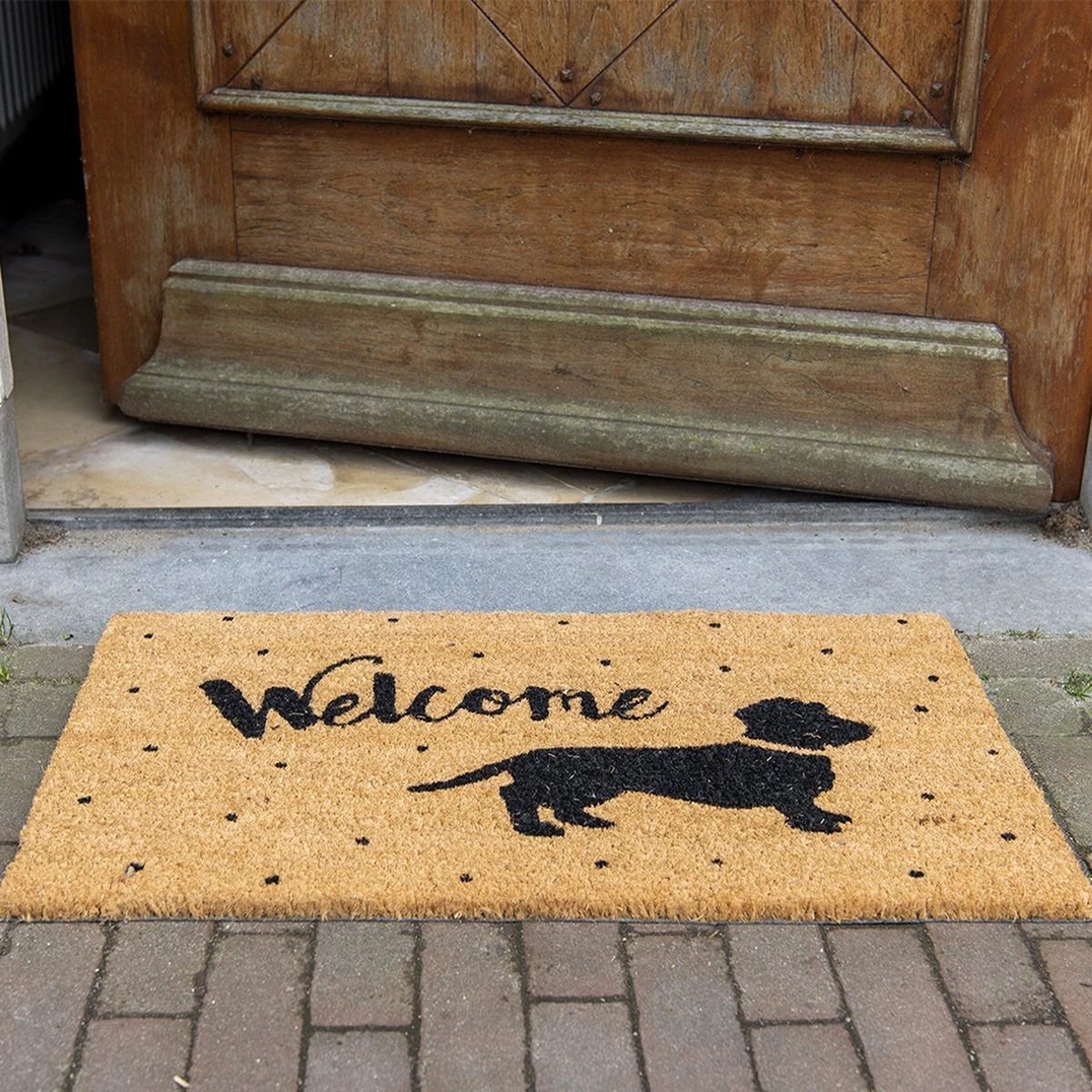 Clayre & Eef Deurmat 75x45 Cm Bruin Kokosvezel Rubber Rechthoek Hond Welcome Kokosmat Mat Schoonloopmat 5 Clayre & Eef Deurmat 75x45 Cm Bruin Kokosvezel Rubber Rechthoek Hond Welcome Kokosmat Mat Schoonloopmat - Afbeelding 3